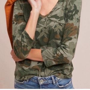 Anthropologie t.la V-Neck Floral Camo Tee